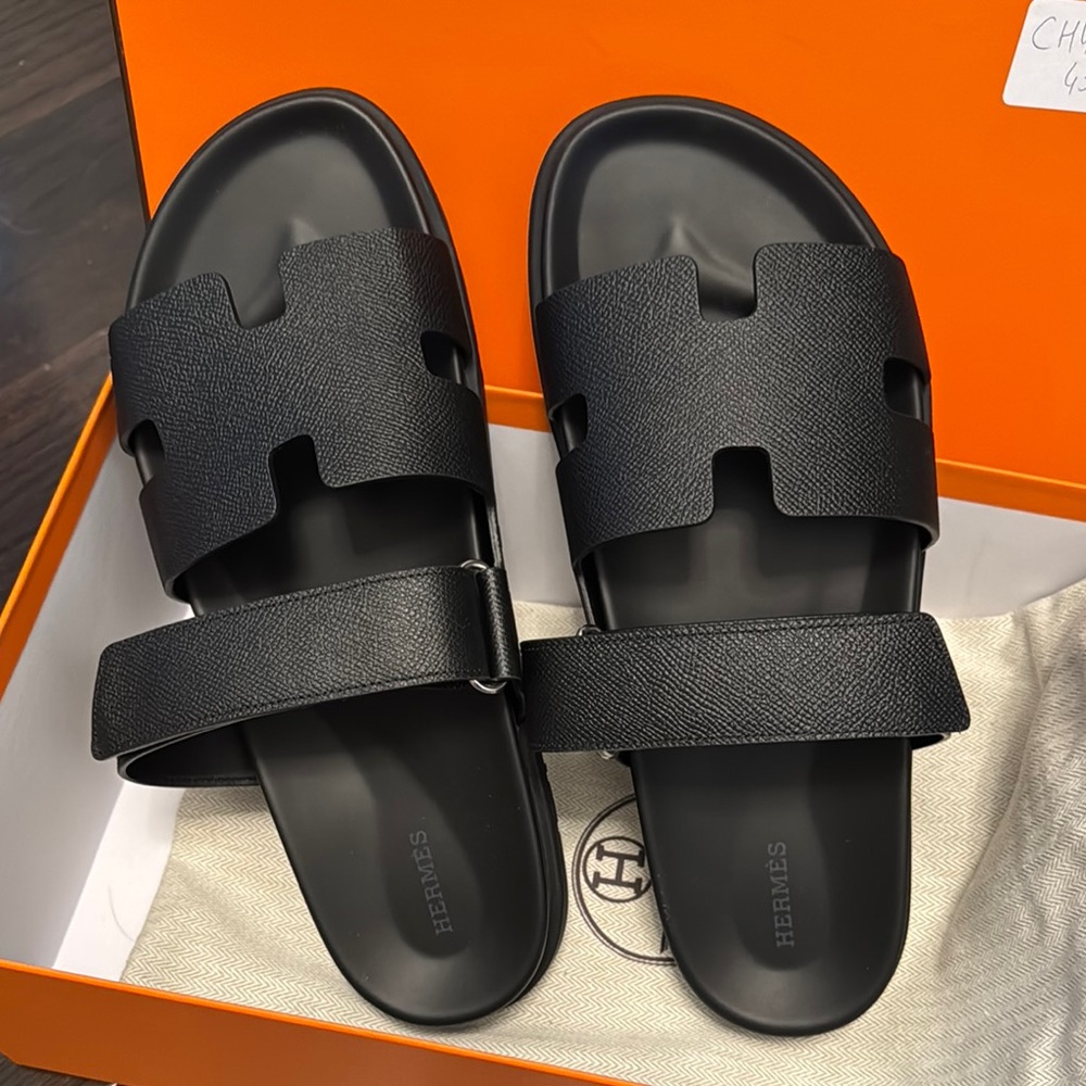 Hermes Men's Black Slide Sandals